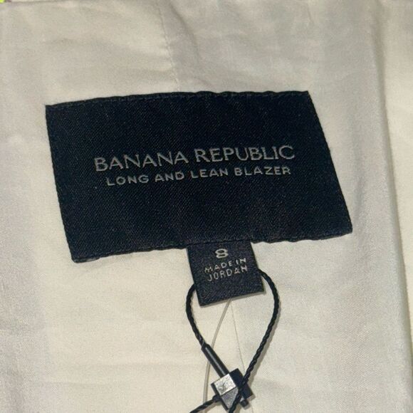 🆕 BANANA REPUBLIC women’s neon lime stripped LONG & LEAN-FIT STRIPE BLAZER sz 8 - Picture 8 of 11